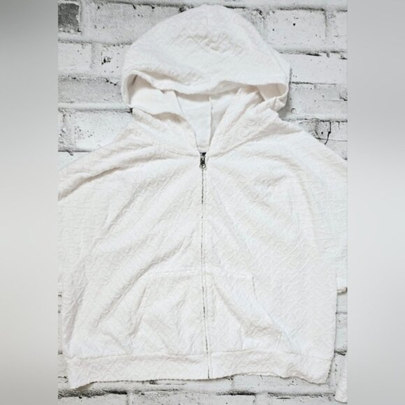 Victoria Secret On Point White Terrycloth Cropped Zip-Up Hoodie - Picture 6 of 9